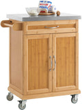 Carrello da cucina SoBuy, 75 × 45,7 × 91 cm, acciaio inox, per sala da pranzo e cucina