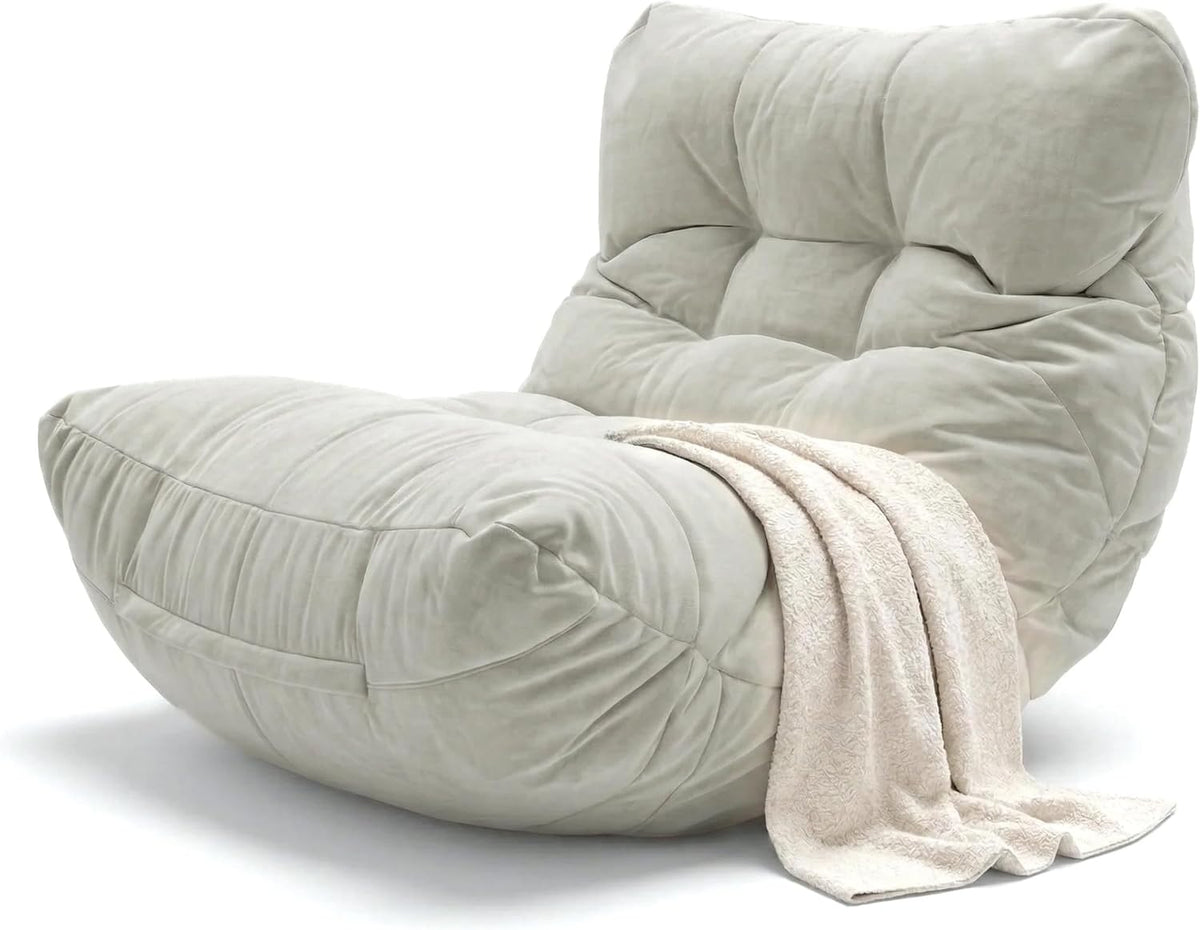 Pouf a sacco Aiire, 100 × 90 × 80 cm, tessuto, Beige, sfoderabile, per giardino e terrazzo