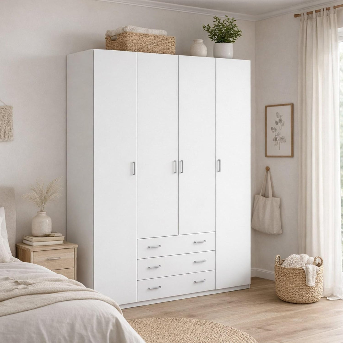 Armadio guardaroba Dmora, Bianco, per camera da letto