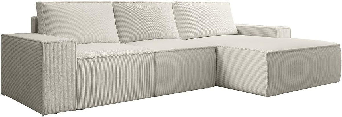 Divano letto Vente-unique AMELIA, 297 × 167 × 85 cm, velluto, Beige, trasformabile, sfoderabile, per soggiorno
