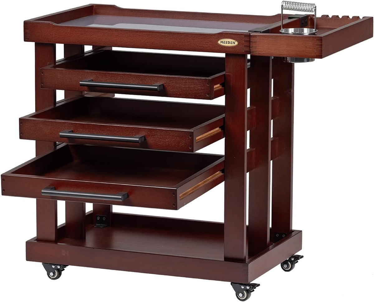 Carrello portaoggetti MEEDEN, 3 cassetti, Noce, legno