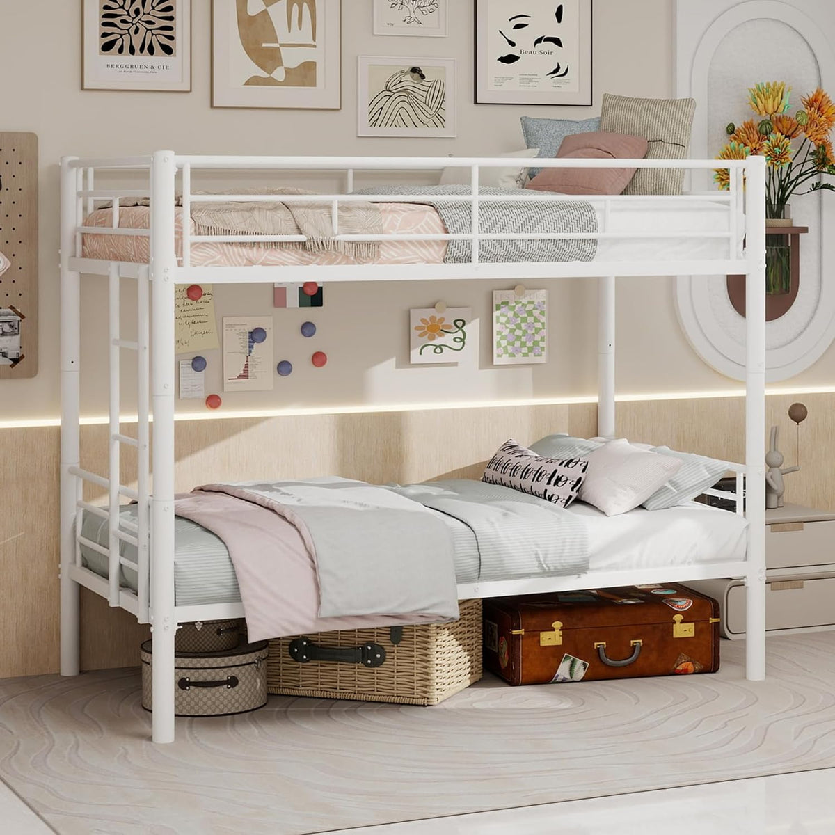 Letto a castello, 196 × 103 × 156 cm, metallo, trasformabile, per camera da letto