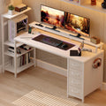 Scrivania YOUDENOVA, 150 × 50 cm, Bianco, regolabile, con porta USB, per ufficio, scrivania per computer con cassetti