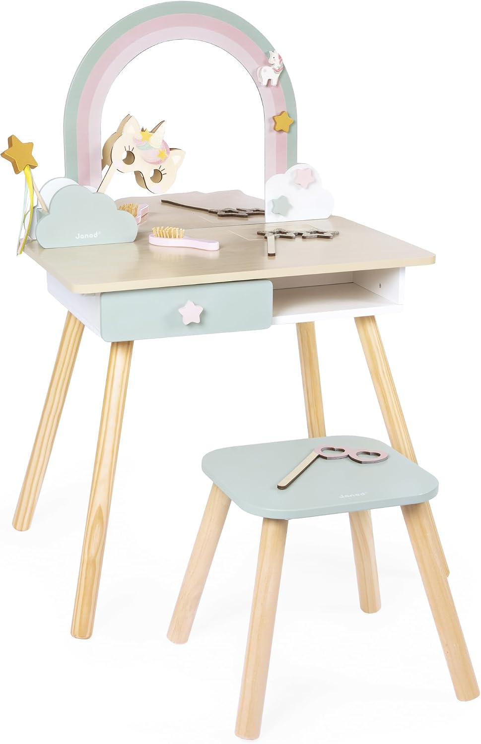 Toeletta Janod, 56,6 × 42,5 × 86,25 cm, legno, per camera da letto o zona trucco