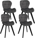 Set di sedie da pranzo IDMarket, 4 sedie, Grigio scuro, velluto