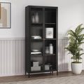 Armadio en.casa, 4 scomparti, 180 × 80 × 35 cm, acciaio, Nero