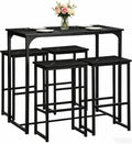 Songvas Set da pranzo, set 5 pezzi, 4 sedie, 100 × 50 × 90 cm, 40 × 30 × 65 cm, Nero, legno, per giardino e terrazzo