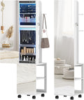 HOMCOM Specchio, LED 360, 37 × 40 × 165,5cm, Bianco/Nero, con illuminazione LED, velluto