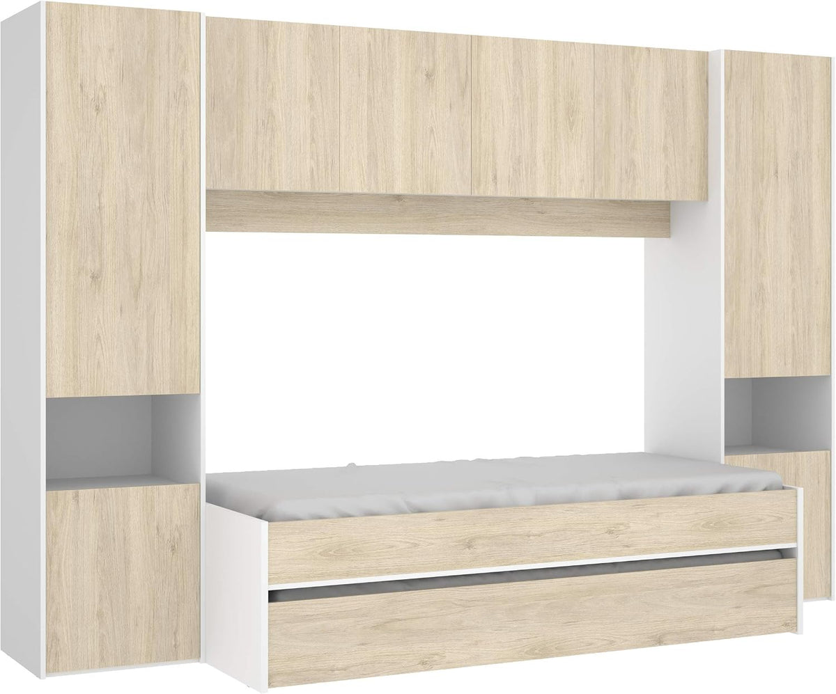Letto contenitore DEKIT GRUPO RIMOBEL, misura 90 × 190, alluminio, Bianco e naturale, per camera da letto