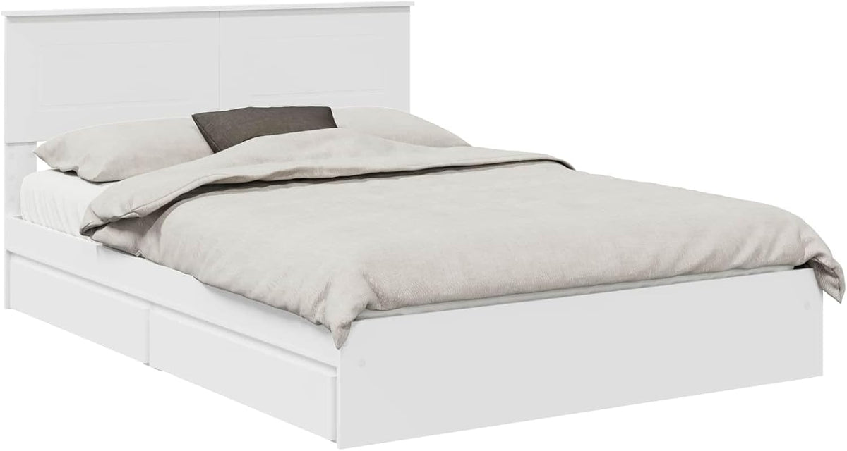 vidaXL Struttura letto, Bianco, 160 × 200 cm, legno, con contenitore, per camera da letto