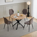 GrandCA HOME Set da pranzo, 4 sedie, 100 × 100 × 76,5 cm, 43 × 47,5 × 86 cm, Marrone, lino, per sala da pranzo e cucina