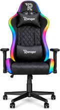 Ranqer Sedia gaming, Nero, similpelle, reclinabile, con cuscini, per ufficio