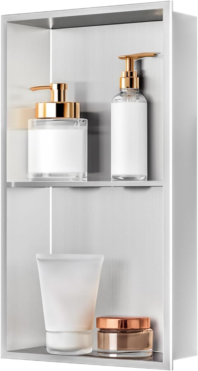 Nicchia da doccia sunrik, 30 × 60 × 10 cm, acciaio inox, per bagno