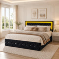 BRILVERDE Letto, matrimoniale, 160 × 200 cm, Nero, velluto, con contenitore, con rete a doghe, imbottito, con testiera, per camera da letto