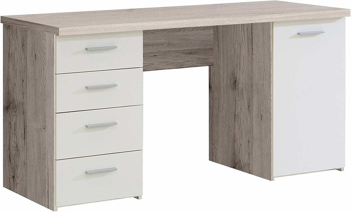 Scrivania Forte, 4 cassetti, 145 × 60 × 76,3 cm, legno, Rovere, per ufficio