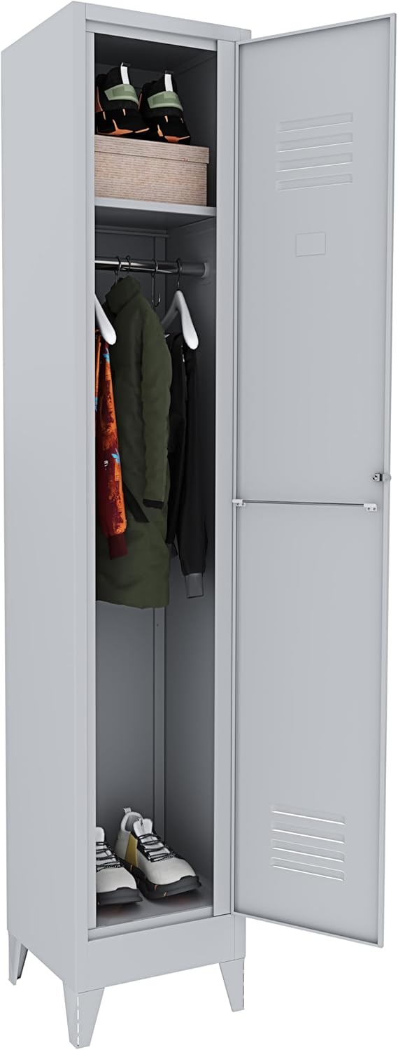 Armadietto Bricozone, Grigio, 180 × 34 × 36 cm, acciaio