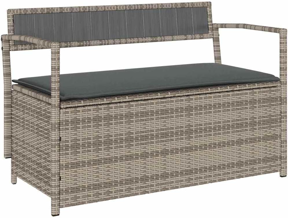 vidaXL Panca, Grigio, con cuscino, rattan, per giardino e terrazzo