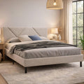 Dmora Letto, Caldes, matrimoniale, 160 × 190 cm, Beige, tessuto, per camera da letto