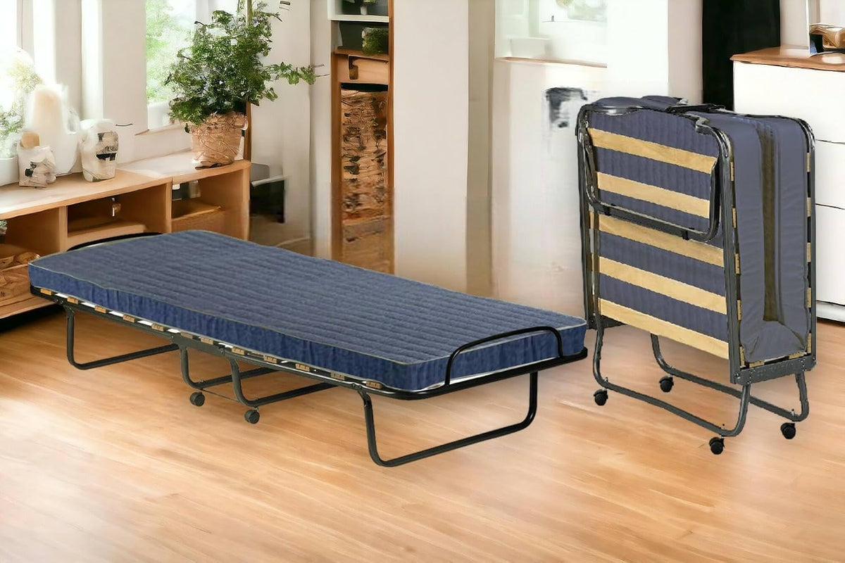 Talamo Italia Dmora Brandina pieghevole singola 80 × 190 × 37 cm, materasso incluso, ruote, Antracite