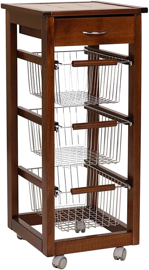 Carrello da cucina Liberoshopping, 23 × 29 × 6 cm, 22,5 × 34 × 14 cm, Noce, legno, per giardino e terrazzo