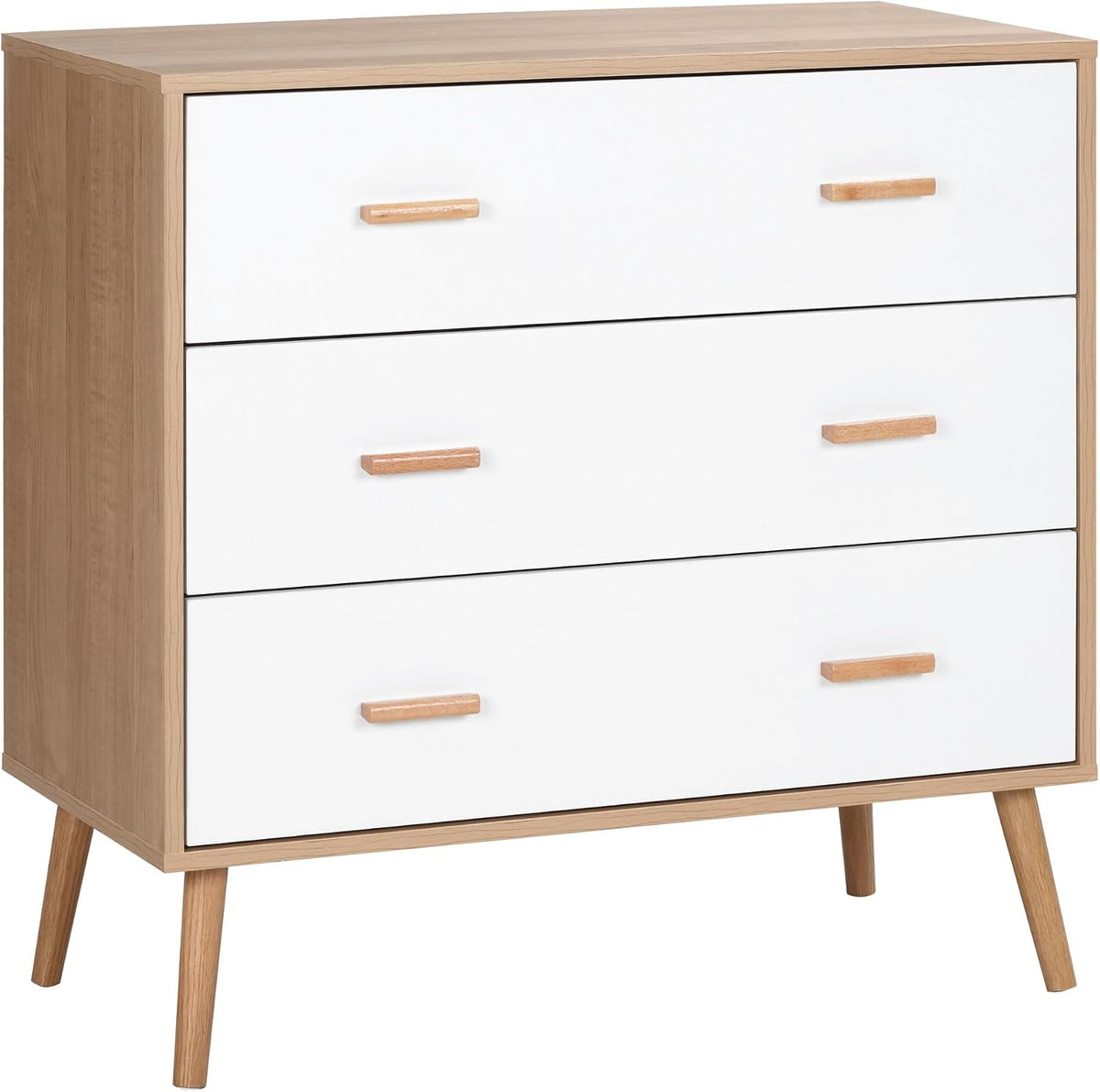 HOMCOM Cassettiera, 3 cassetti, 80 × 39 × 80 cm, Bianco, legno