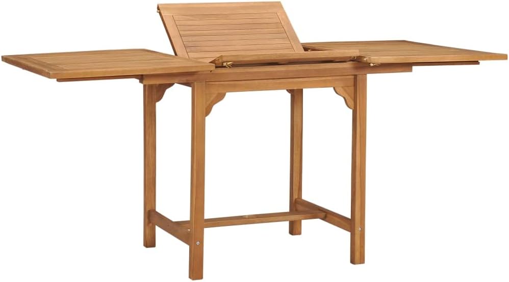 vidaXL Tavolo da pranzo da giardino, 80 × 75 cm, Naturale/Teak, allungabile, legno massello, per giardino e terrazzo