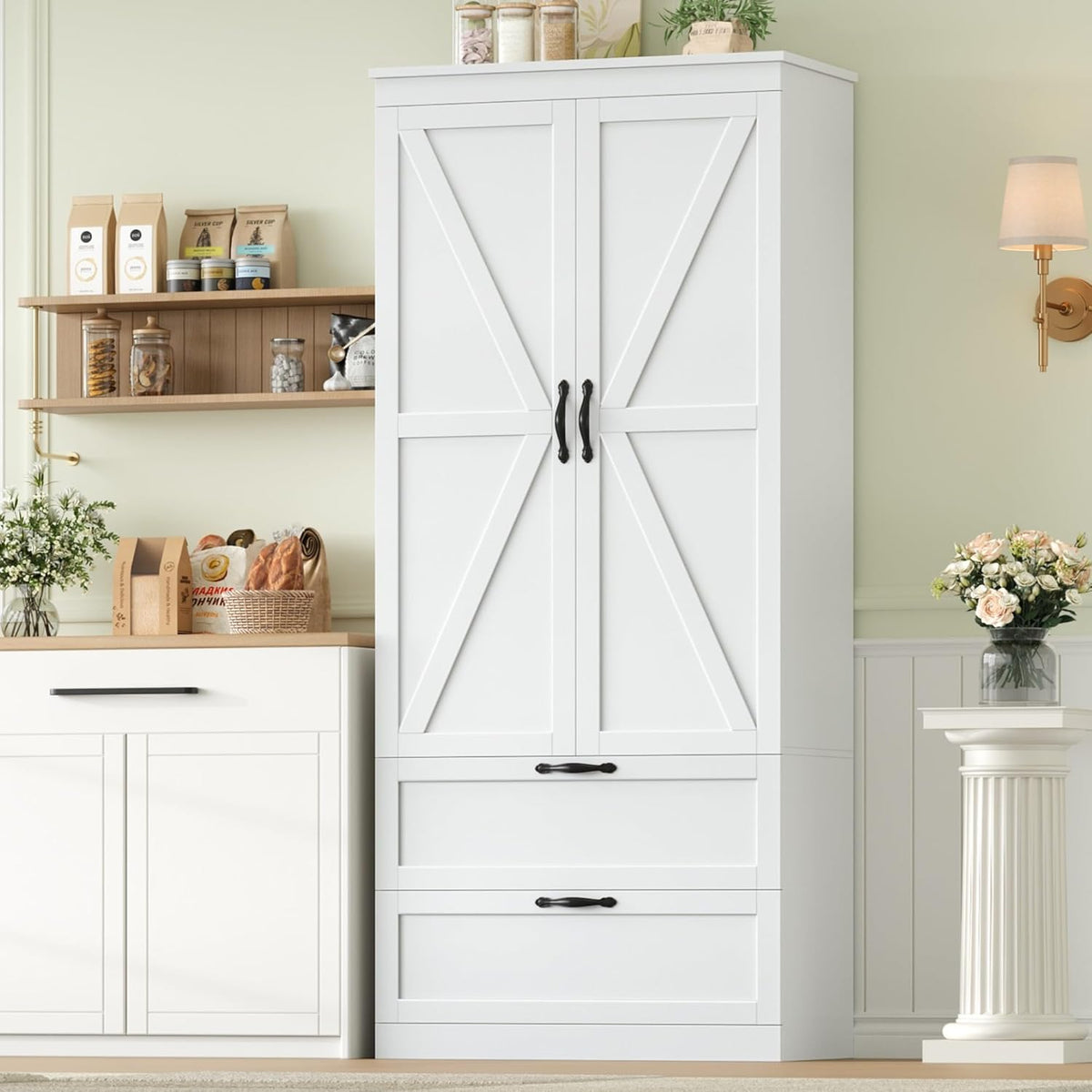 Credenza HOCSOK, 2 cassetti, Bianco, per soggiorno e sala da pranzo