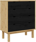 Cassettiera vidaXL, 76,5 × 39,5 × 90 cm, legno, Nero