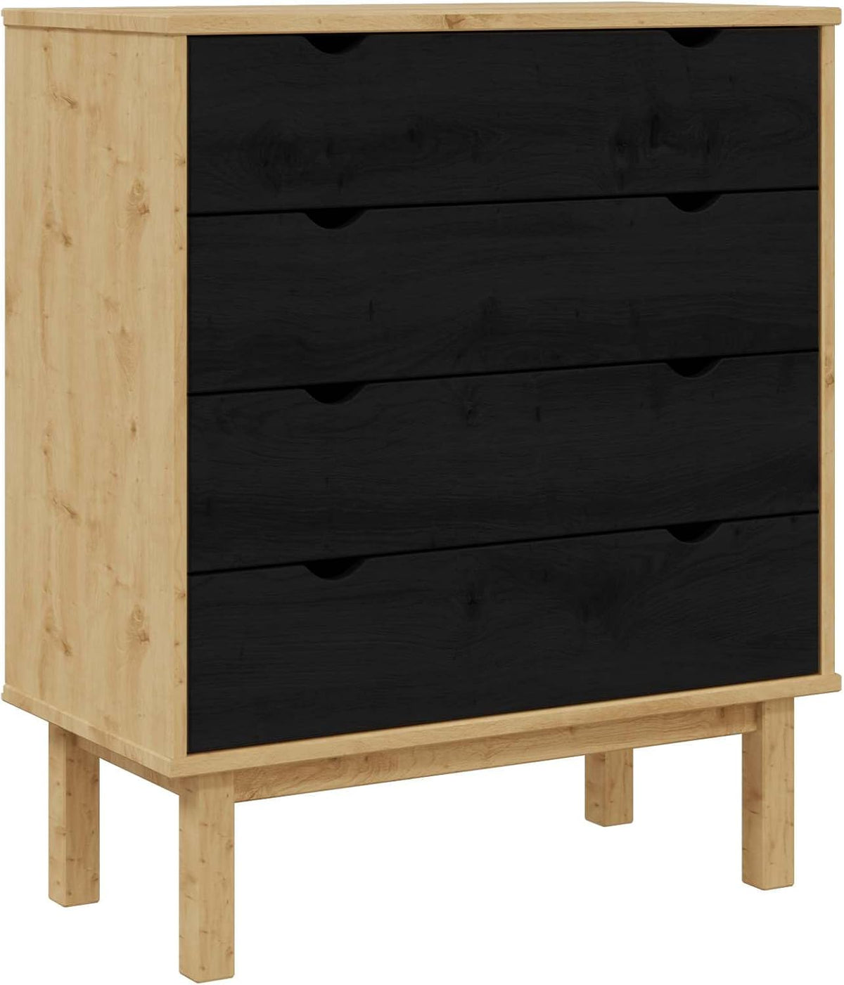Cassettiera vidaXL, 76,5 × 39,5 × 90 cm, legno, Nero
