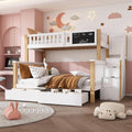 Letto a castello Moimhear, matrimoniale, 90 × 200 cm, 140 × 200 cm, legno, Bianco, con rete a doghe, per camera da letto