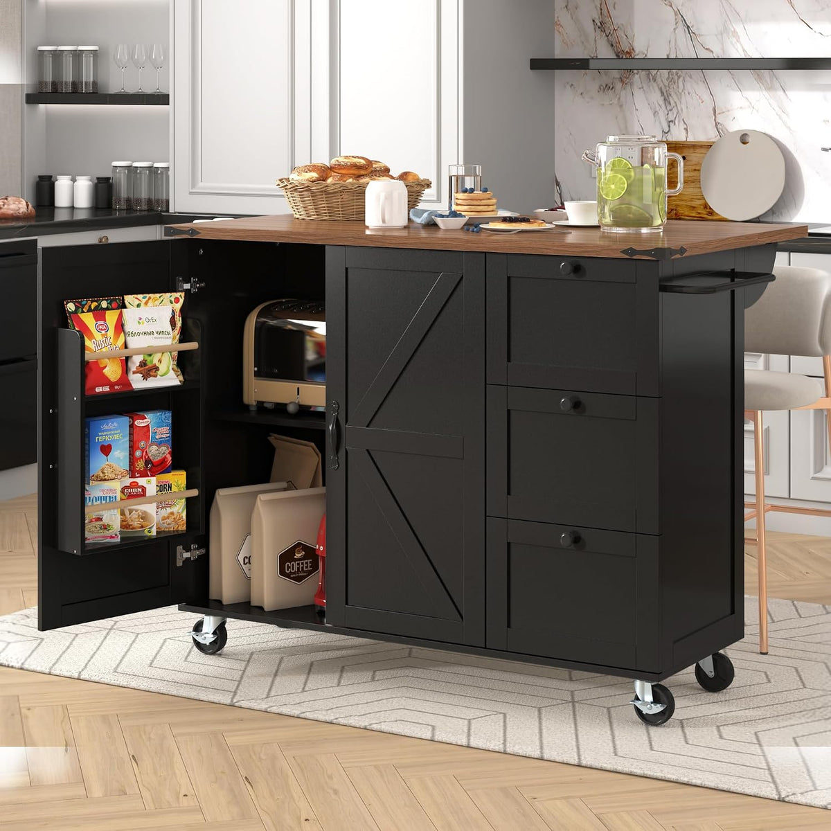 Carrello da cucina Trdlpyn, 92,5 cm, legno, per sala da pranzo e cucina