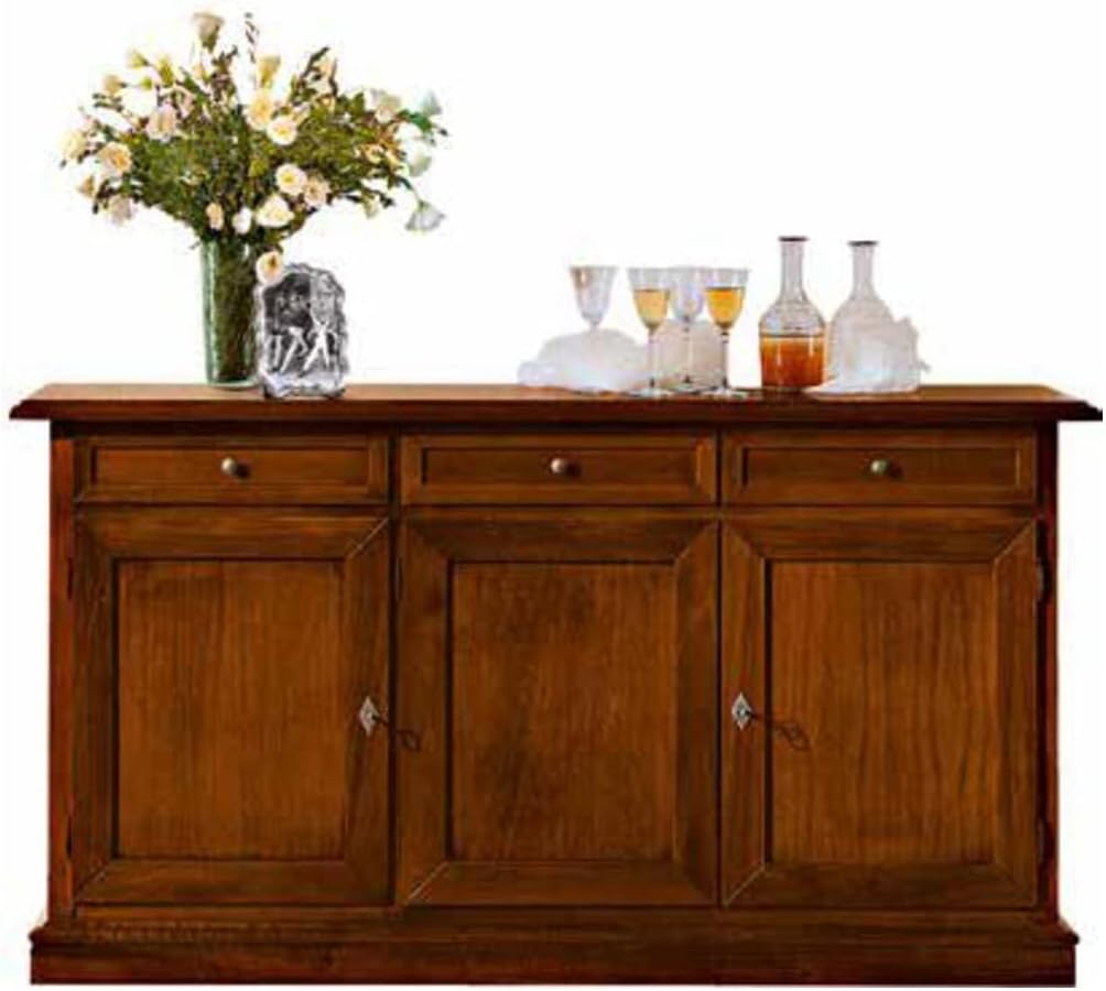 mobili2g Credenza, 3 cassetti, Noce, legno, per soggiorno
