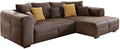 Divano angolare Cavadore, 285 × 69 × 170 cm, legno, pelle, Marrone, con cuscino, imbottito, per soggiorno