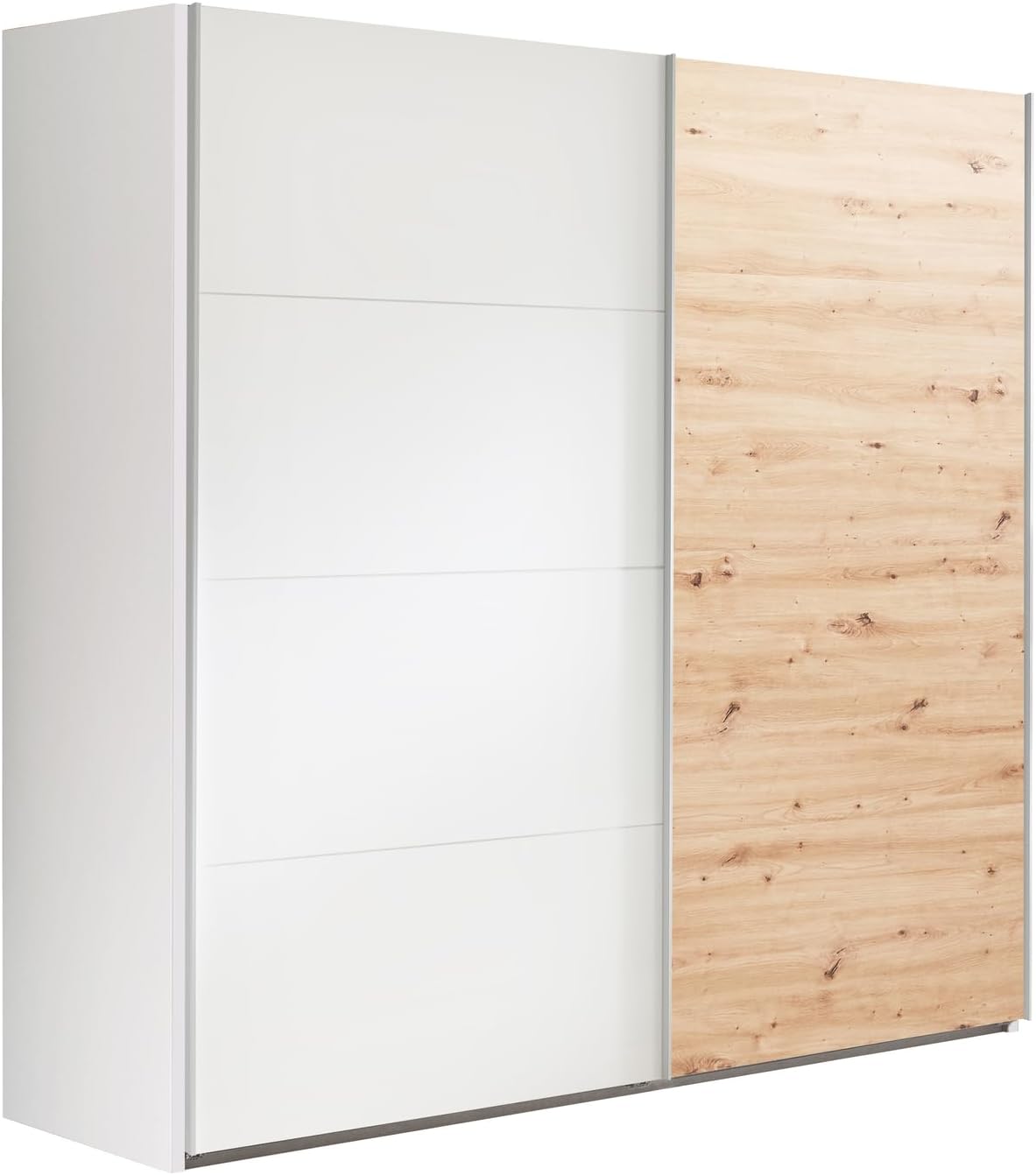 Armadio Composad, 250 × 223 × 67 cm, Rovere/Bianco, 2 ante, con ante scorrevoli, legno, per camera da letto