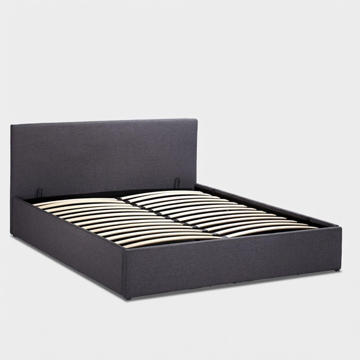 Letto contenitore Produce Shop, matrimoniale, king size, 160 × 190 cm, misura 160 × 190, legno, metallo, Grigio, con contenitore, con rete a doghe