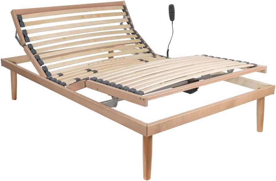 Rete letto motorizzata Comprarredo, 60 × 25 mm, 38 × 8 mm, misura 120 × 190, legno, Naturale, elettrica, reclinabile, per camera da letto