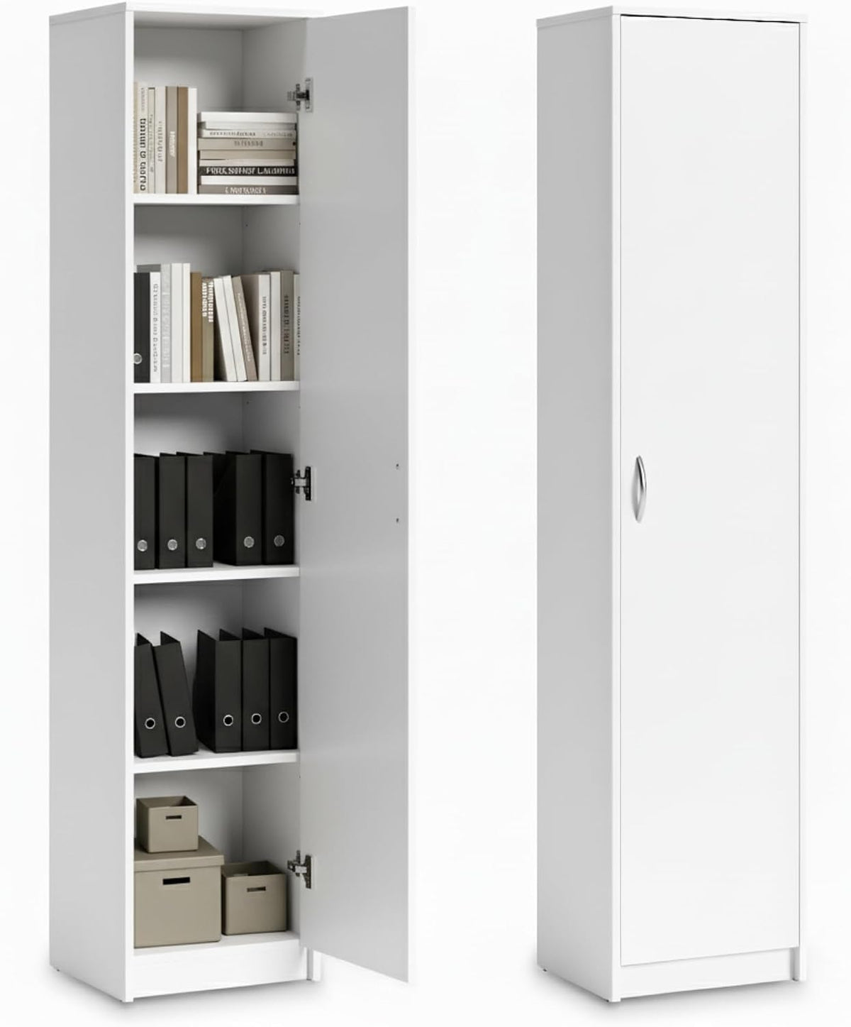 Libreria Home Collective, regolabile, 50 cm, 4 ripiani, Bianco, legno, per ufficio