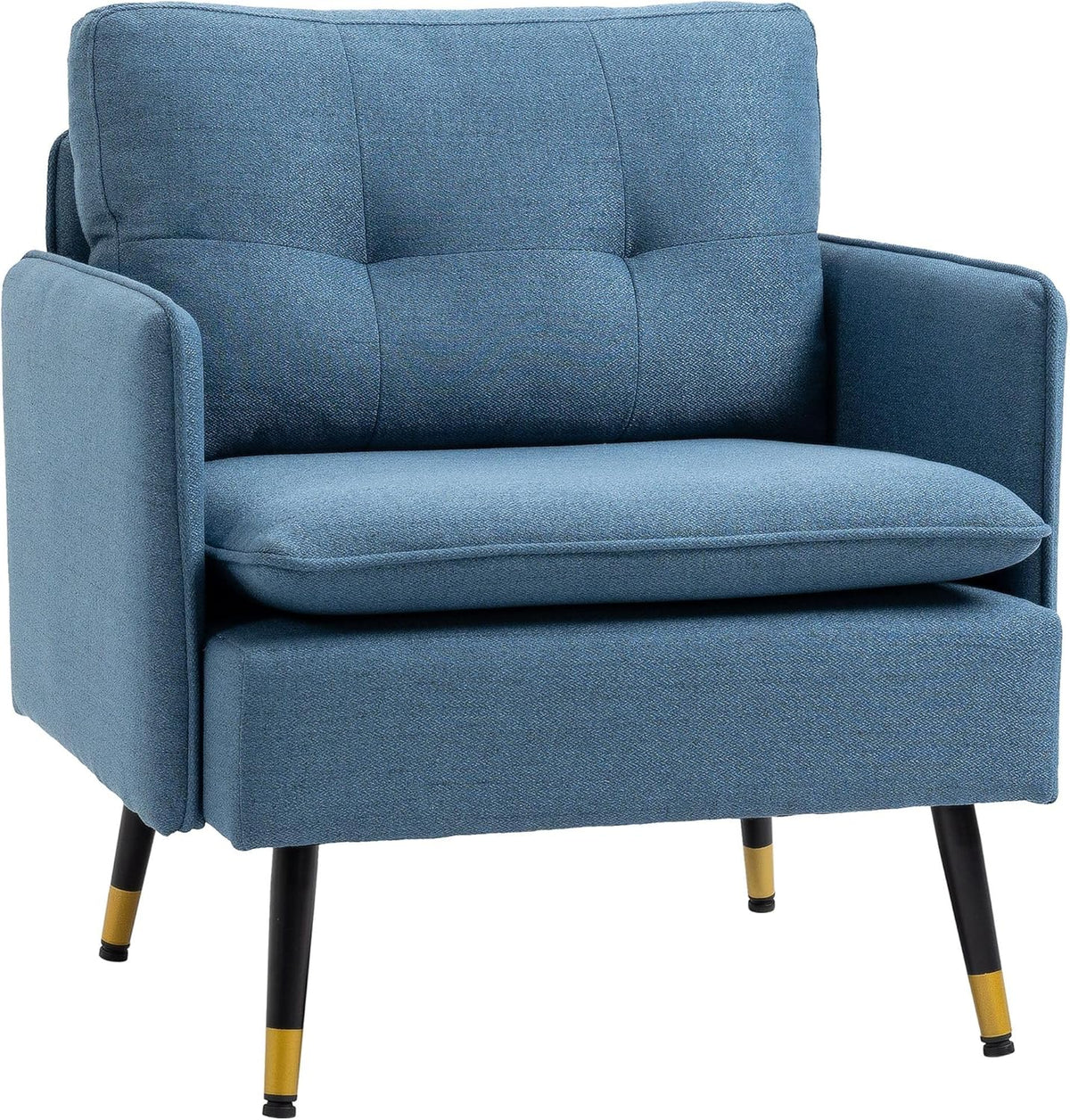 Poltrona HOMCOM, 72 × 70 × 80cm, acciaio, lino, Blu, con braccioli, imbottita, per soggiorno