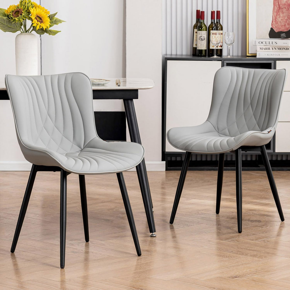 Set di sedie da pranzo Kidol & Shellder, Grigio, 2 sedie, metallo, per sala da pranzo e cucina