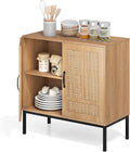 Credenza KOMFOTTEU, Naturale, 2 ante, regolabile, metallo, rattan, per soggiorno e sala da pranzo